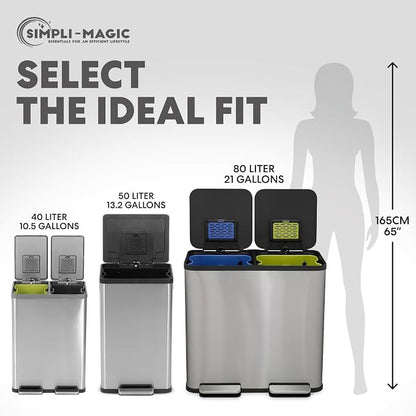 SIMPLI-Magic 21 Gallon Dual Compartment Kitchen Trash Can - Image 4