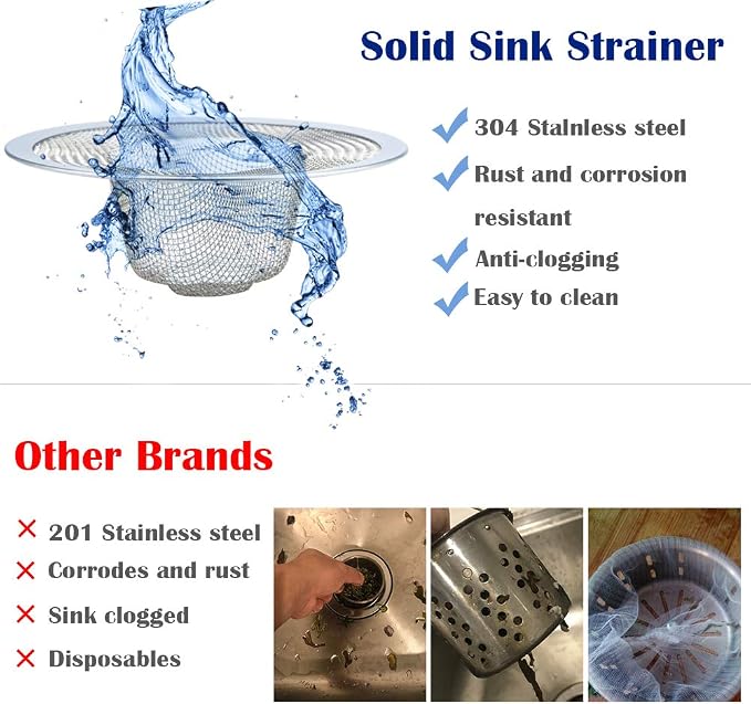 2 Pcs Heavy Duty Stainless Steel Slop Basket Filter Trap, 3.54" Top / 1.65" - Image 6