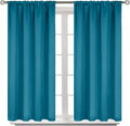 BGment Peacockblue Blackout Curtains 45 Inches Long for Bedroom Kitchen Window - Short Thermal Insulated Drapes Room Darkening with Rod Pocket for Cafe Bathroom, 42 x 45 Inch, 2 Panels