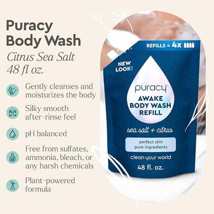 Puracy Body Wash Refill, Natural Body Wash, 98.6% Pure Plant Ingredients - Image 2