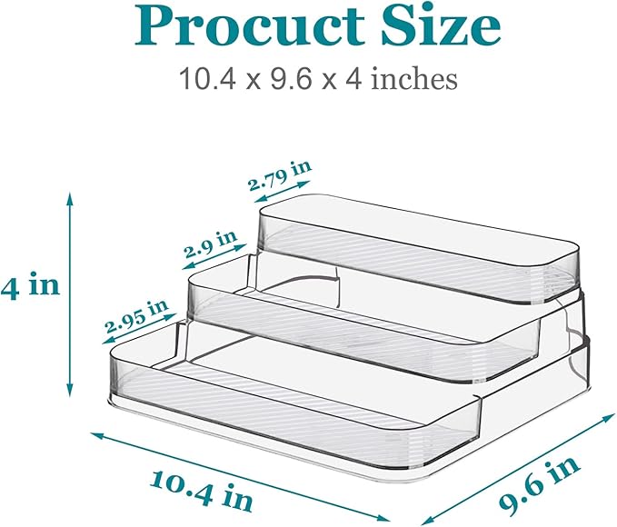 Acrylic Spice Rack, No Assembly Clear 3 Tier Condiment Bottle Shelf Vanity - Image 5