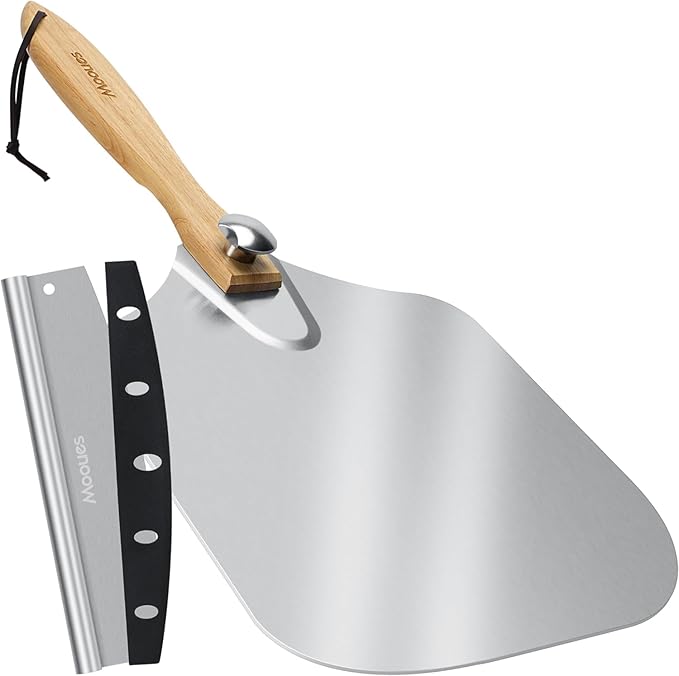 Pizza Peel Aluminum Pizza Spatula, 9 inch Metal Pizza Paddle by Mooues