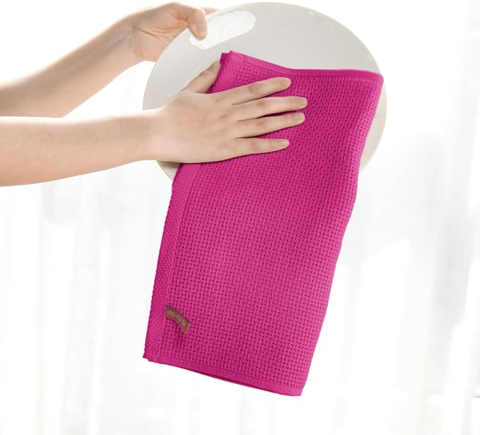 Artoid Mode 100% Cotton Rose Red Waffle Weave Kitchen Dish Cloths, 13x28 Inch - Image 4
