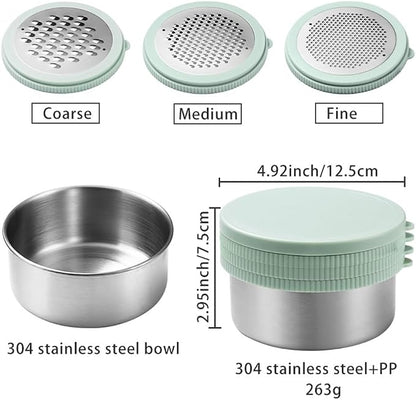 Cheese Grater with Container & Lid, Handheld Grater Bowl - Image 3