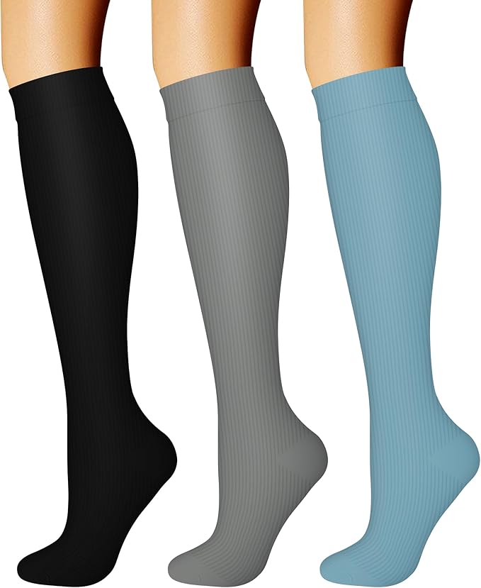 CHARMKING Compression Socks for Women & Men Circulation (3 Pairs) 15-20 mmHg is Best Support for Athletic Running Cycling