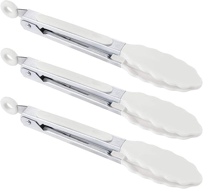 7 inch Cooking Tongs, MSY BIGSUNNY Set of 3 Mini Kitchen Tongs Silicone Serving by MSYBIGSUNNY