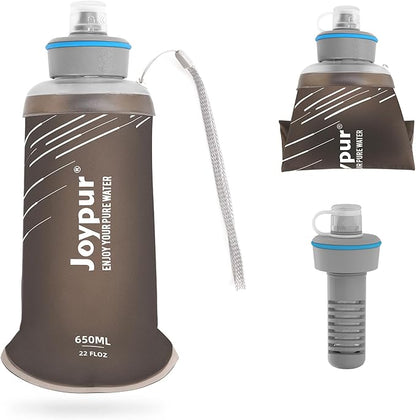 Water Filter Bottle Survival - 650/1000/2000ml Collapsible Water Bottle with NSF/FDA Certification with Filter Squeeze Water Filter Bottle Portable Water Filter Hiking Backpacking Camping