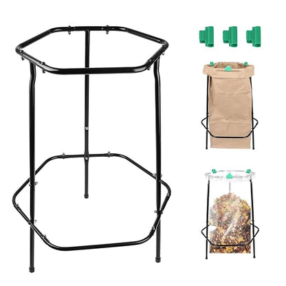 Garden Trash Bag Holder Stand, Metal Leaf Bag Holder, Frame Holds 30-55 Gallon by ZPMOCKAQ
