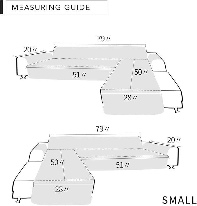 Easy-Going Sofa Slipcover L Shape Sofa Cover Sectional Couch Cover Chaise Lounge Slip Cover Reversible Sofa Cover Furniture Protector Cover for Pets Dog Cat(Small,Brown/Brown)