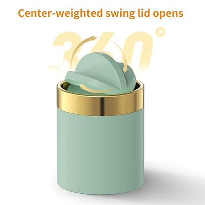 Mini Trash Can with Lid, Desktop Small Trash Can Recycling Bin Cute Metal - Image 2