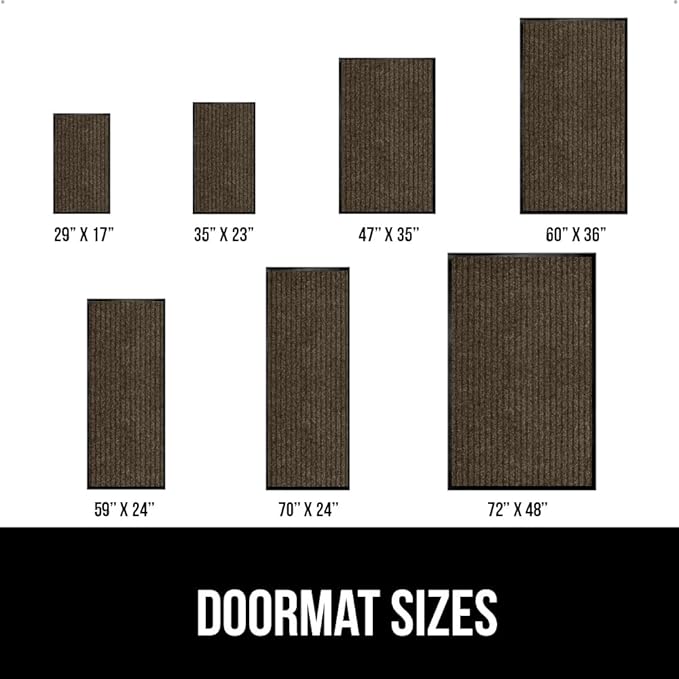 GORILLA GRIP Traffic Guard Door Mat, 60x36, Heavy Duty Welcome Mats, Commercial Office Space Doormat, Waterproof, Fade Resistant, Strong Rubber Backing, Low Profile, Shoe and Boot Scraper, Brown