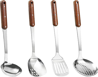 FJNATINH Stainless Steel Wok Spatula, Slotted Spatulas, Skimmer Ladle Tool Set by HOMEKITCHENTOOL
