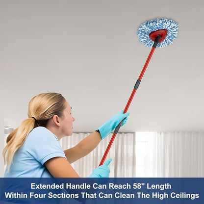 2 Pack Spin Mop Replacement Head, 1 Base, 4-Section Sturdy Iron Mop Handles - Image 7