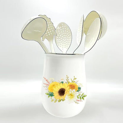 White Soup Ladle Spoons 12.2 Inch Big Serving Cooking Spoons Enamel Steel Stew - Image 7