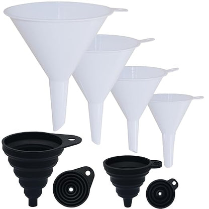 6 Pack Funnels for Kitchen Automotive Use Filling Bottles, Plastic Funnels by Hoaisun