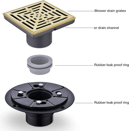 RANDOM Brushed Gold Shower Drain 4 inch Square Shower Drain - Image 5