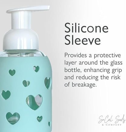 SoCal Suds & Company Glass Foaming Hand Soap Dispenser, Heart Silicone Sleeve - Image 5