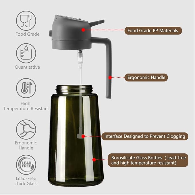 SWEET VIEW Olive Oil Dispenser and Oil Sprayer – 16oz/470ml Glass Light-Proof - Image 5
