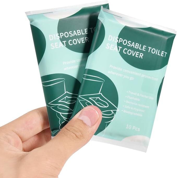 30 Pcs Disposable Flushable Paper Toilet Seat Covers Travel Supplies Essentials for Airplane, Public Restrooms, Bathroom, Hotels, Camping, Kids or Adults