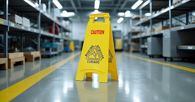 Wet Floor Sign, Slippery When Wet A-Frame Caution Sign, Bright Yellow 6 PACK - Image 3