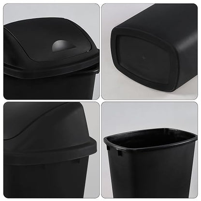 4-Pack 13 Gallon Plastic Swing Top Trash Can, Lidded Wastebasket Garbage Can - Image 3
