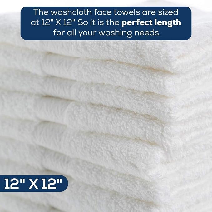 Simpli-Magic Cotton Washcloths White, 40 Pack, Size: 12”x12” - Image 6