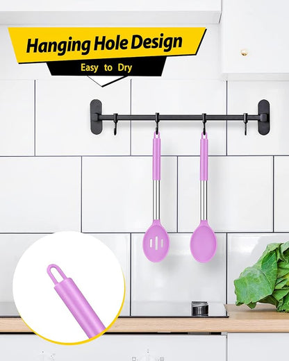 Pack of 2 Large Silicone Cooking Spoons, Non Stick Solid Basting Spoon - Image 4