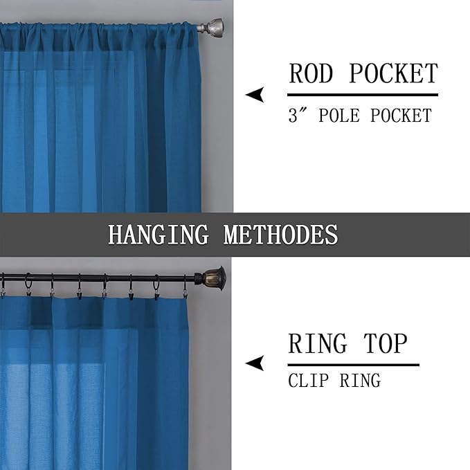 Tollpiz Short Sheer Tier Curtains Linen Textured Half Kitchen Curtain Sheers - Image 5