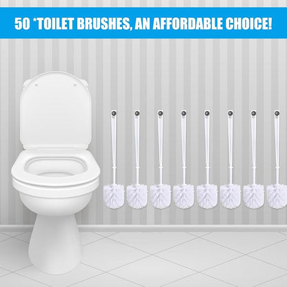 Mimorou 50 Pcs White Toilet Brush, Bathroom Toilet Bowl Brush, Soft Bristle - Image 6