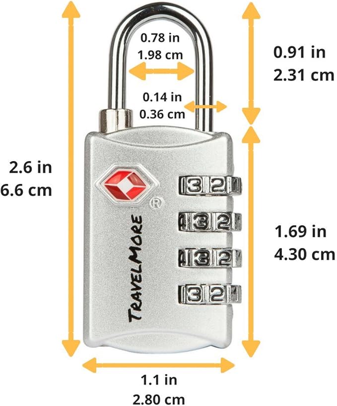5 Pack TSA Luggage Locks with 4 Digit Combination – Heavy Duty Set Your Own Padlocks for Travel, Baggage, Suitcases & Backpacks - Silver