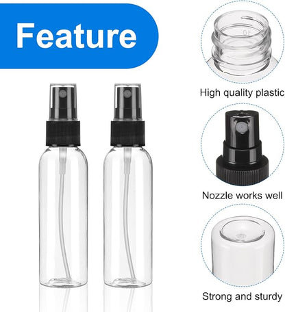 uxcell 20 Pack Spray Bottles, 2 Oz/60ML Clear Empty Mist Plastic Mini Travel - Image 3