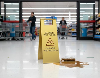 2 Pcs Wet Floor Sign, 24 Inch Gold Stainless Steel Caution Wet Floor Sign - Image 5