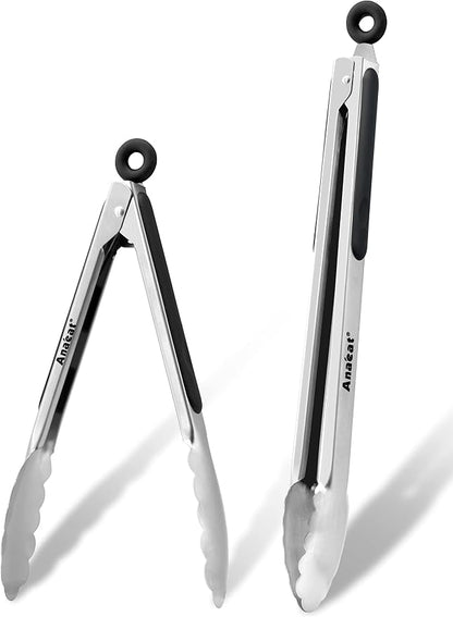 Anaeat Premium Stainless Steel Kitchen Tong Set of 2 by Anaeat