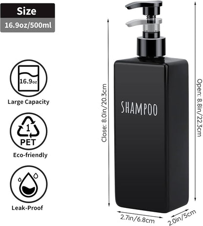 Segbeauty Plastic Square Soap Dispenser Black, 500ml Empty Reusable Pump Bottle - Image 6