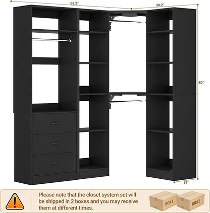 Corner Closet System with 3 Drawers, Corner Closet Organizer System with 13 - Image 7