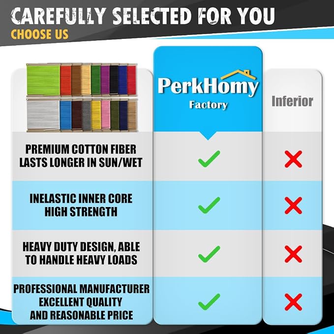 PerkHomy Cotton Rope 3/16" 50 ft Multi Purpose Utility Diamond Braided Cord - Image 3