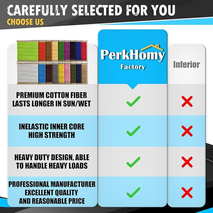 PerkHomy Cotton Rope 3/16" 50 ft Multi Purpose Utility Diamond Braided Cord - Image 3