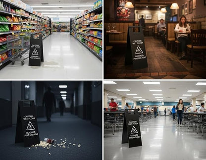 2 Pcs Wet Floor Sign, 24 Inch Black Stainless Steel Caution Wet Floor Sign - Image 8