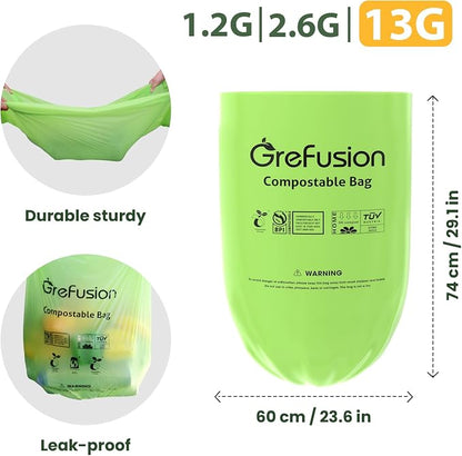 Compostable Bags, Trash bags 13+ gallon tall kitchen, Compostable Trash Lawn & - Image 3