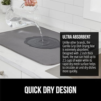 GORILLA GRIP Ultra Water Absorbent Microfiber Dish Drying Mat, Quick Dry Thick - Image 3