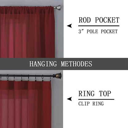 Tollpiz Sheer Curtain Linen Textured Bedroom Curtains Sheer Light Filtering Rod - Image 5