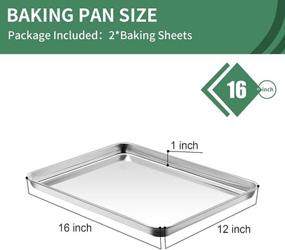Baking Sheets Set of 2, HKJ Chef Cookie Sheets 2 Pieces & Stainless Steel - Image 2