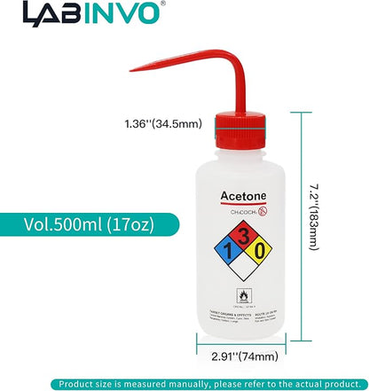 Acetone Wash Bottle, Narrow Mouth, Self-Venting Safety Wash Bottle, LDPE - Image 3