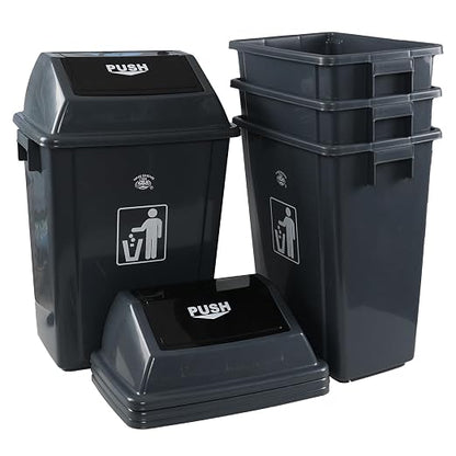 13 Gallon Plastic Swing Lid Trash Can, Outdoor Garbage Can, 4 Pack - Image 7