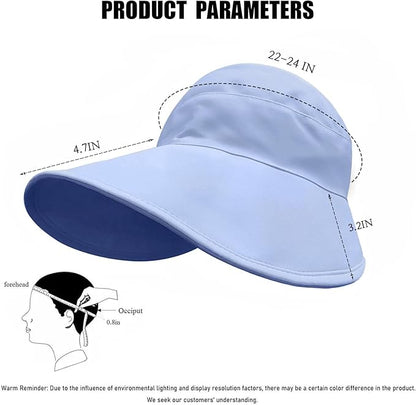 Sun Hats for Womens Wide Brim UV Protection Fishing Hats Packable Reversible Hollow Top Hat with Ponytail Beach Travel Hats