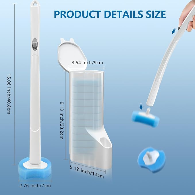 Disposable Toilet Brush with 112 Refills, Toilet Bowl Wand and Holder, Toilet - Image 7