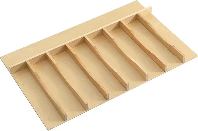 WelFurGeer Solid Birch Wood Silverware Drawer Organizer, Wooden Cutlery Drawer Organizer, Utensil Tray for Kitchen Drawers, Kitchen Utensil Organizer for Silverware, Flatware, Spoons, Forks, Knives