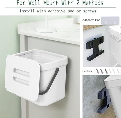 LALASTAR Trash Can with Lid, Wall-Mounted Under Sink Small Garbage Can - Image 4
