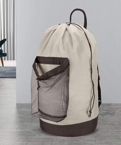 Dalykate Backpack Laundry Bag, 115L Large Hamper with Shoulder Straps, Drawstring Closure, Mesh Pocket, Khaki