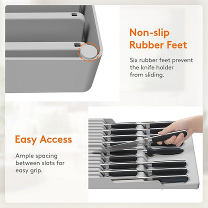 Lifewit Magnetic Drawer Knife Organizers Insert, Kitchen Plastic In Drawer - Image 6